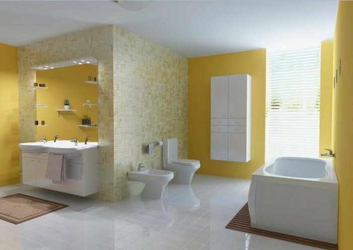 Желтый цвет в ванной