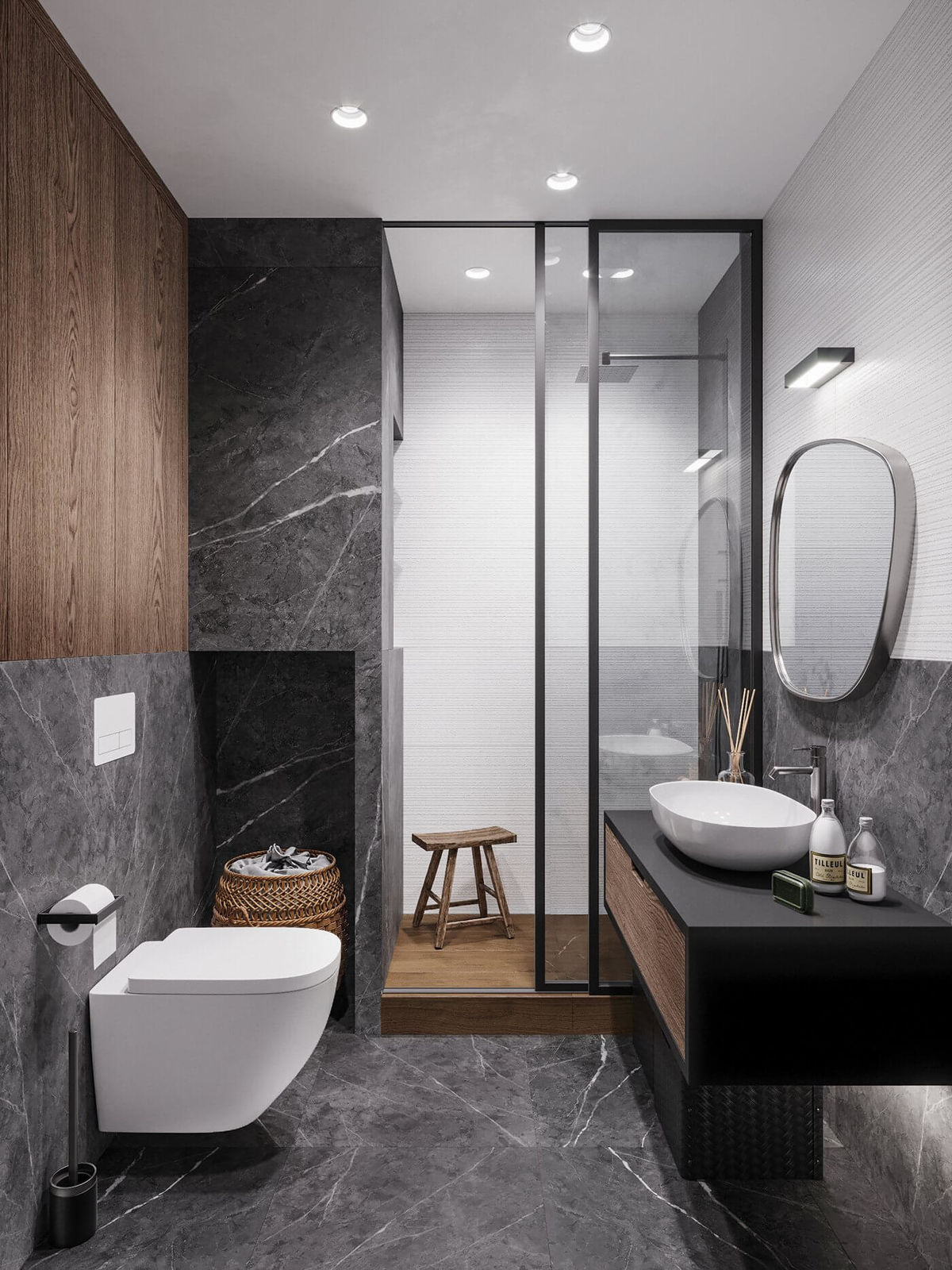 Фото дизайнерских решений для маленьких ванных комнат
