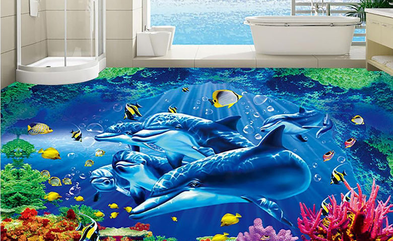 Наливной 3D пол в ванной комнате