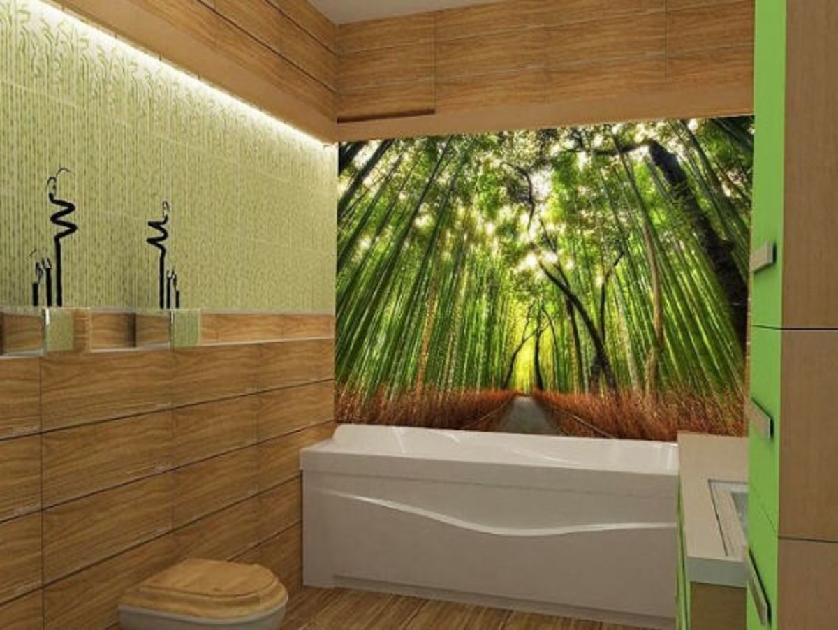 3д панели в интерьере из бамбука