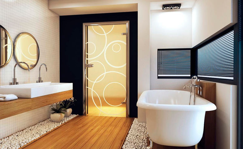 Недорогие ламинированные двери для ванной